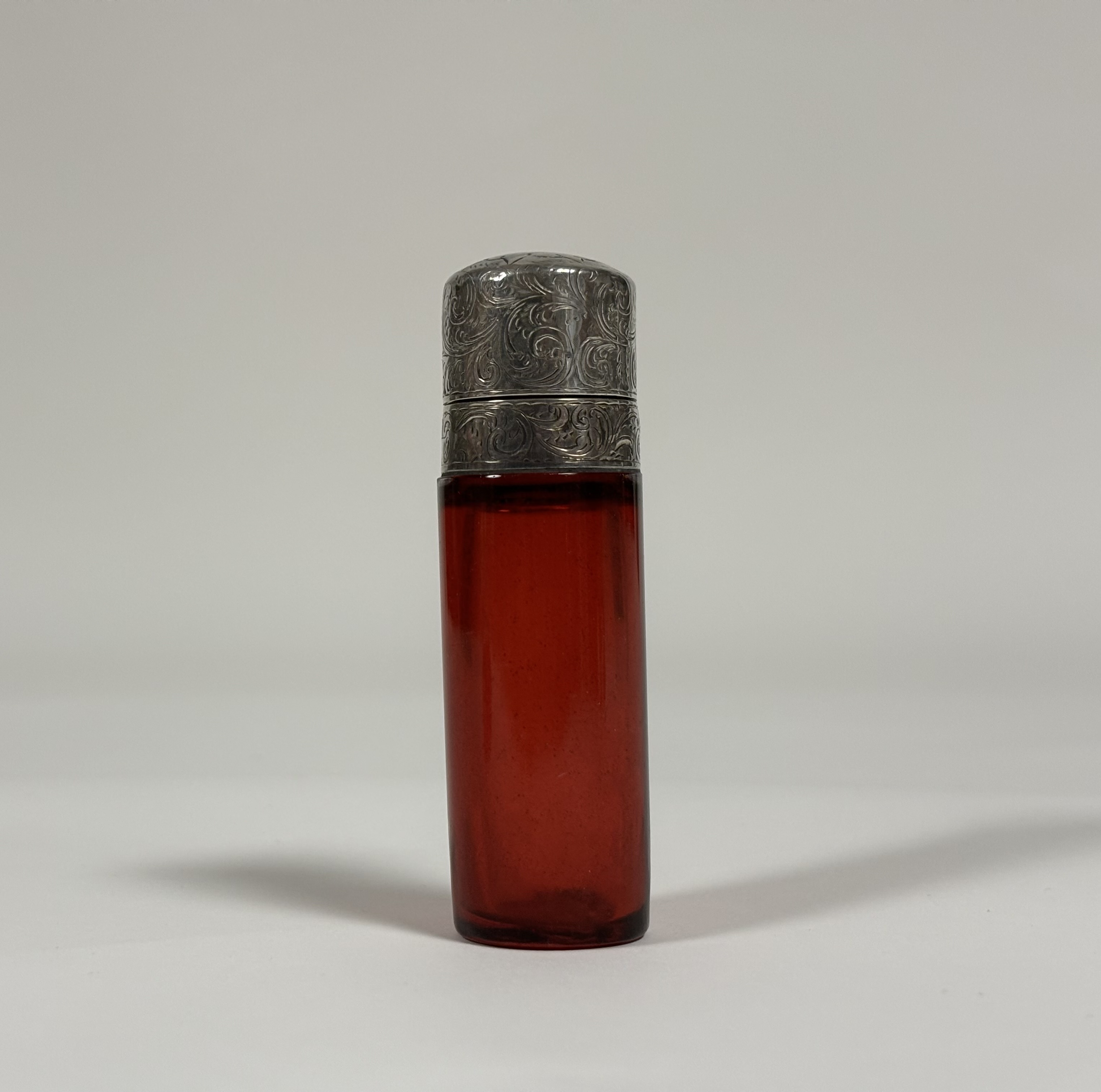 Two late 19th century ruby glass scent bottles: the first double-ended in faceted glass with - Image 2 of 10