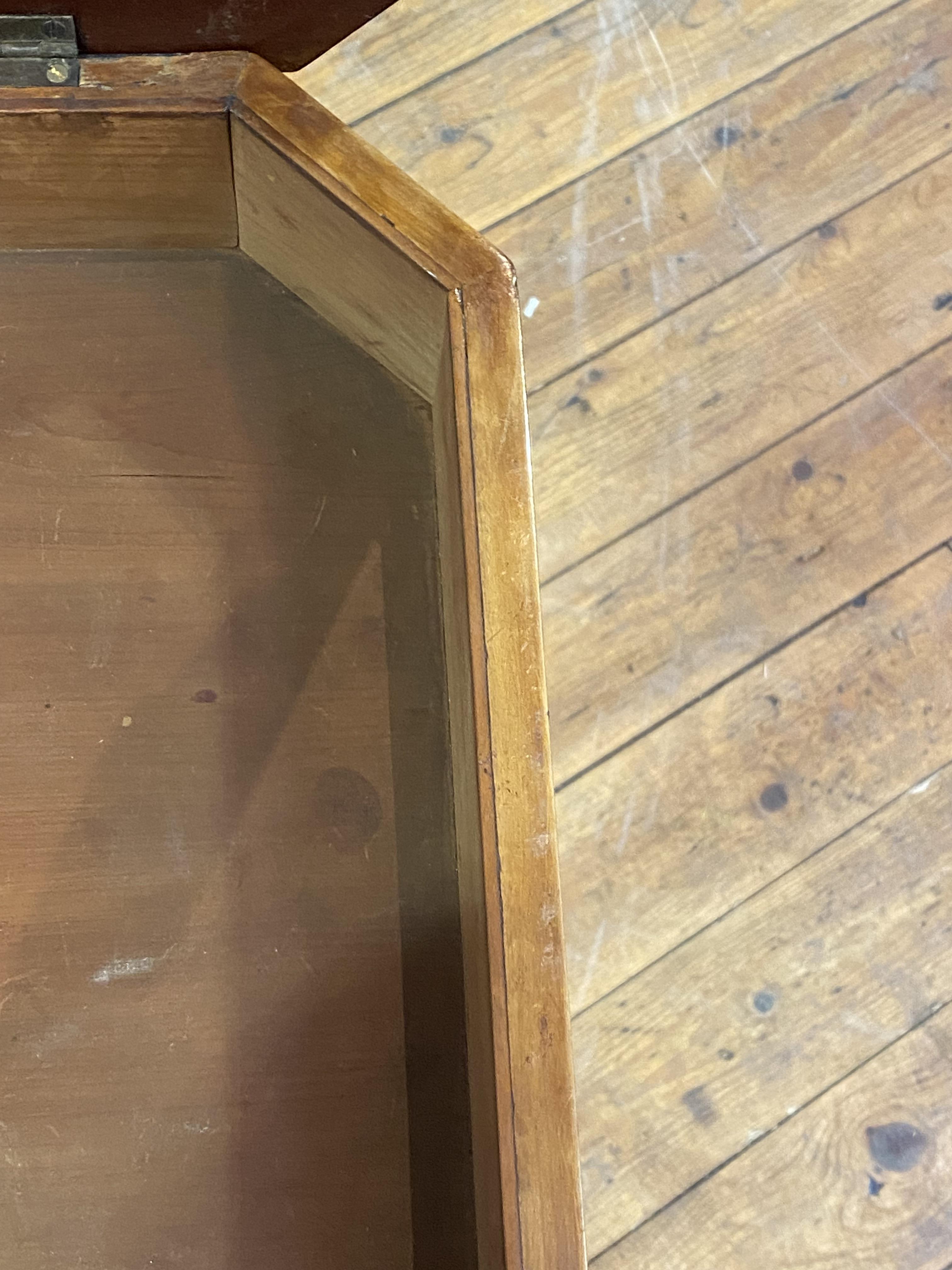 An Edwardian mahogany work table, the rectangular top with canted corners having satinwood and - Image 4 of 4