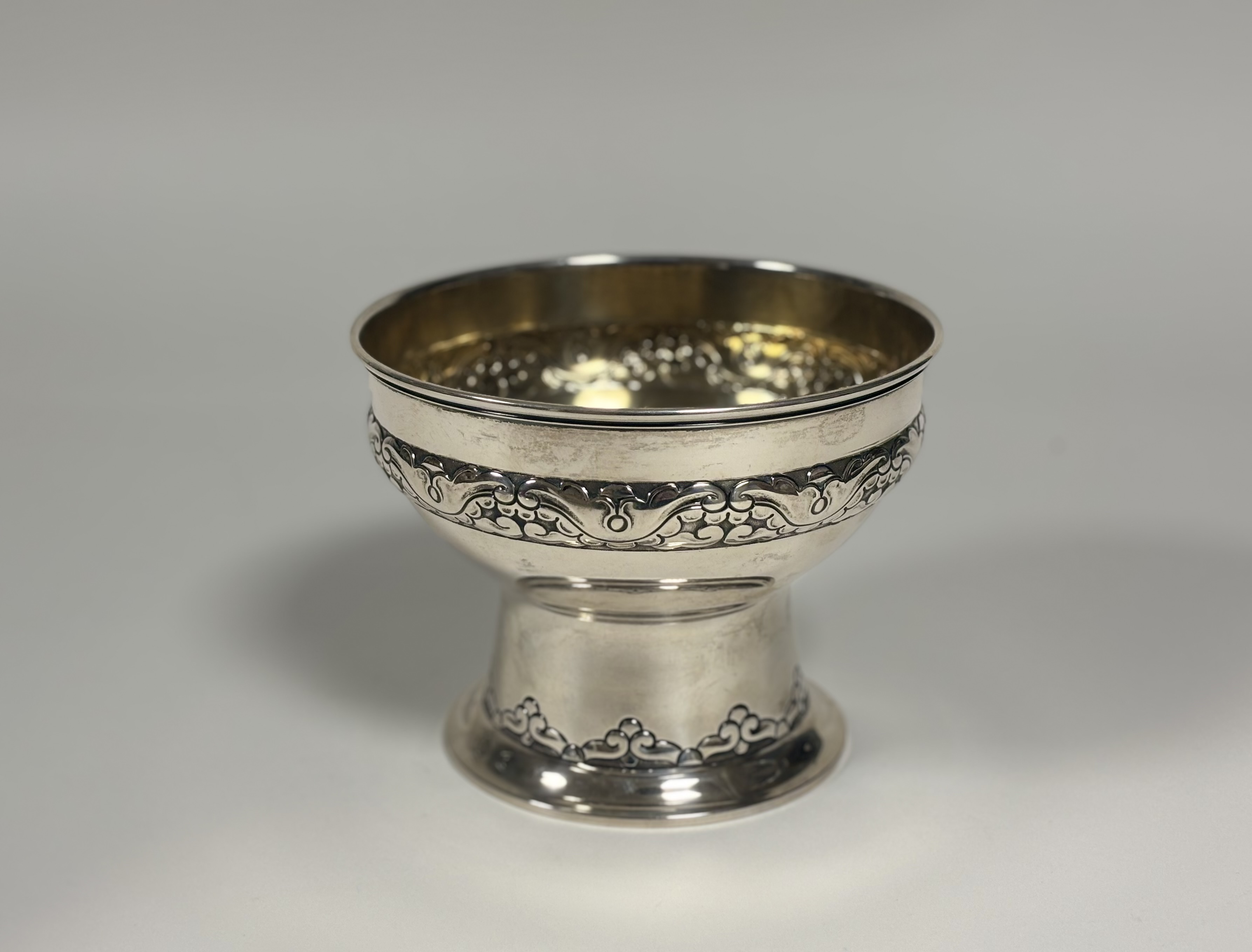 A Danish silver pedestal bowl, in the Art Nouveau taste, hallmarked for Copenhagen 1912, maker Anton