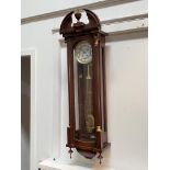 A Vienna type regulator wall clock by James Stewart, Armargh, the mahogany case with urn finial