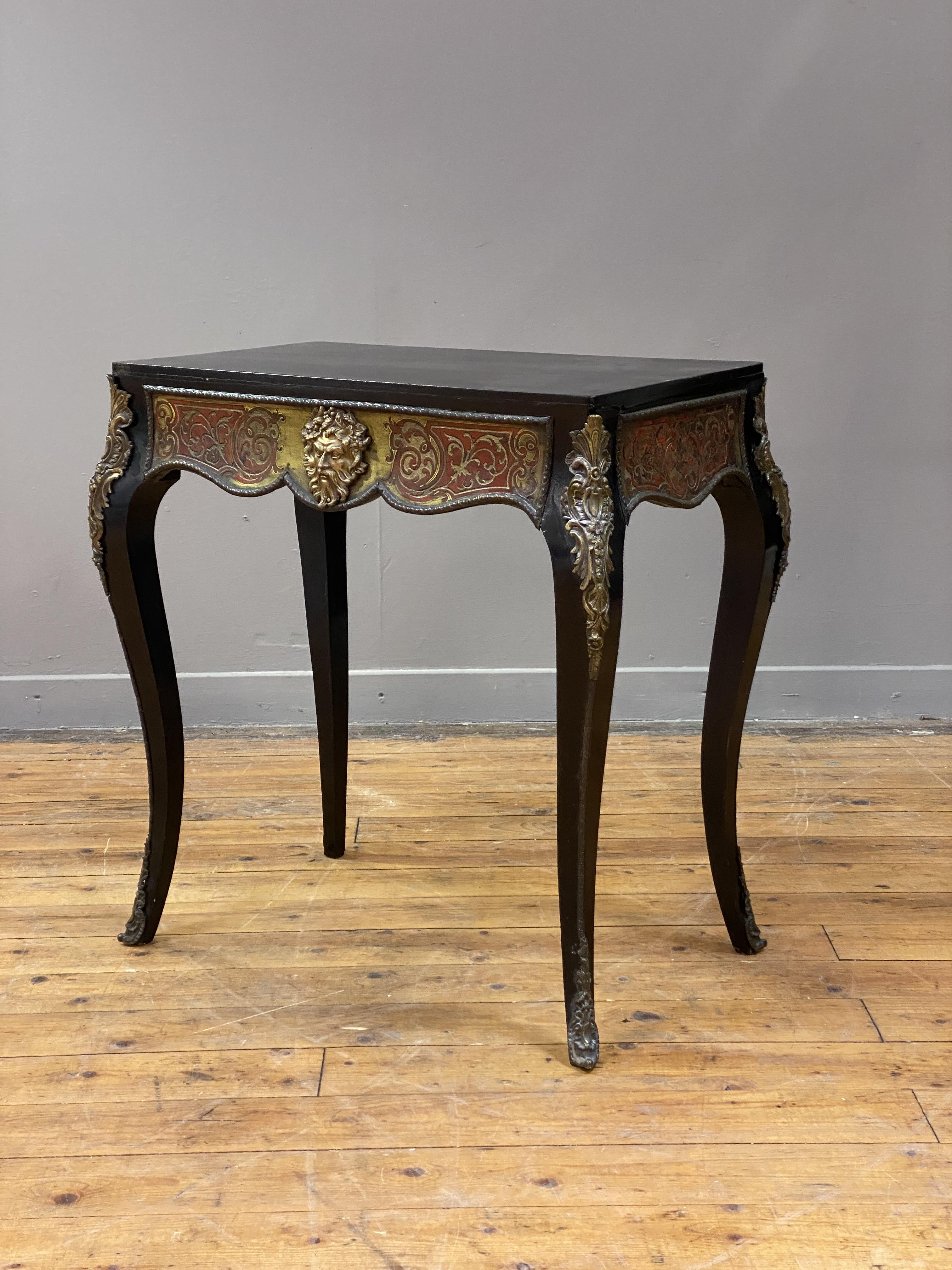 An ebonized and boulle-work side table of rectangular outline, late 19th century, the frieze with - Image 3 of 4