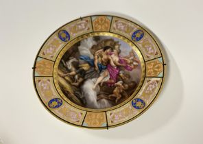 A Vienna porcelain cabinet plate, late 19th century, "Cephalus und Thetis", painted with an image of