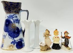 A mixed group of ceramics comprising a large Doulton jug with Japanese inspired blue roundel/