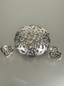 A Edinburgh silver hand made circular celtic knot openwork brooch D x 4.5cm and a pair of matching