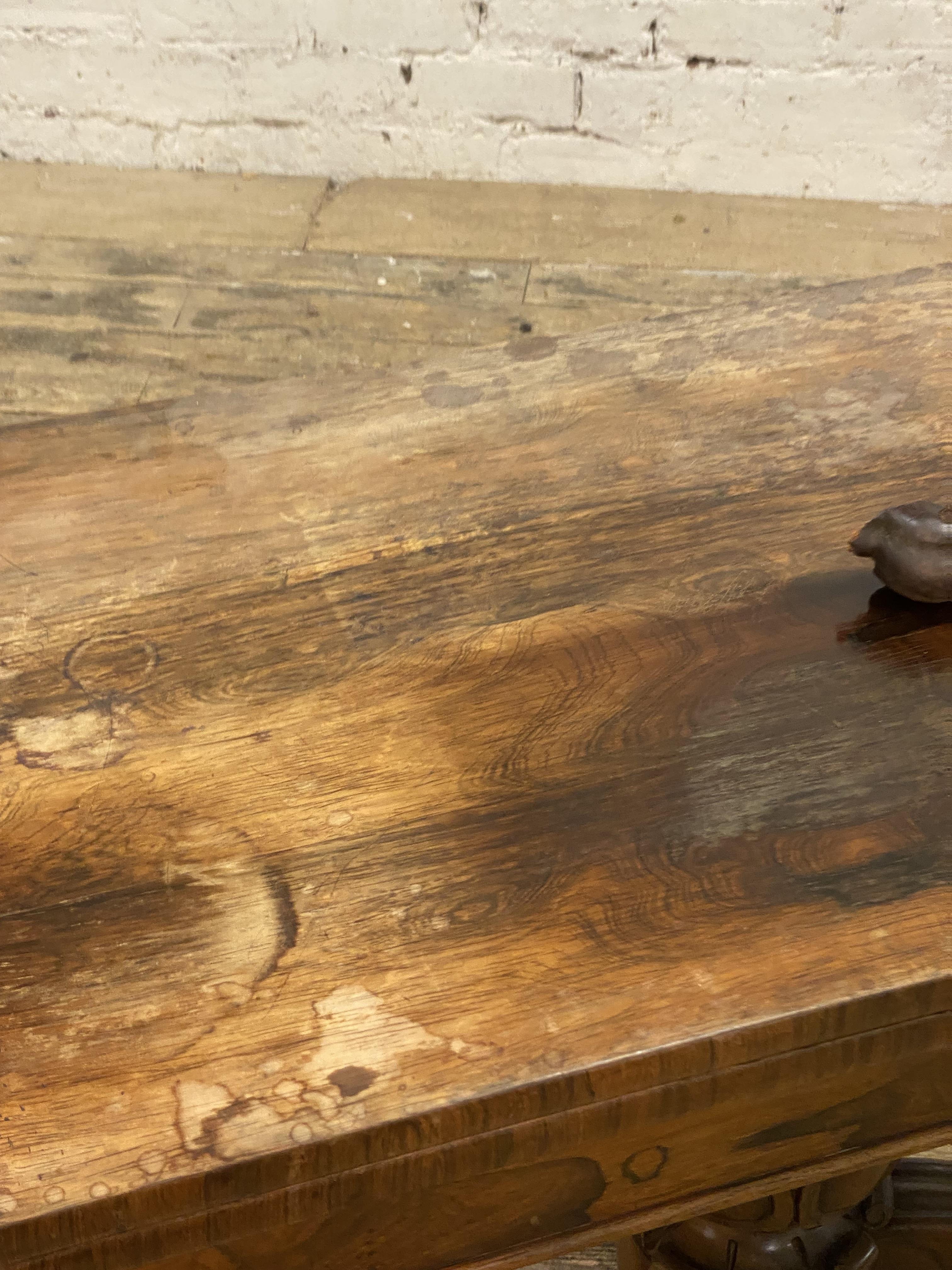 An early Victorian rosewood fold over tea table, the rectangular top above a plain frieze, raised on - Image 2 of 3