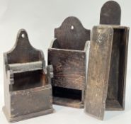 Three early ecclesiastical church candle boxes (tallest h- 43cm)