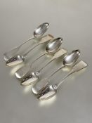 A set of six George IV Aberdeen Scottish provincial fiddle pattern tea spoons with engraved