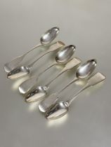 A set of six George IV Aberdeen Scottish provincial fiddle pattern tea spoons with engraved