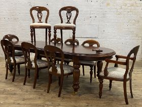 A Victorian style mahogany dining room suite comprising a set of ten (8+2)  balloon back dining