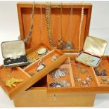 A quantity of costume jewellery including pearls, necklaces, cuff/sleeve links, mother of pearl,