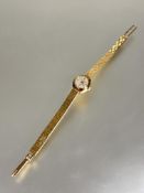 Majex 9ct gold ladies' wristwatch with circular dial and baton hour markers D x 7cm on hatched