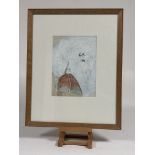 Sara Beevers, "Swallows in Italy 2", monoprint, pencil and watercolour, signed pencil bottom