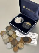 A cased pair of proof Westminster Queen Elizabeth II 80th birthday five pound coins and a collection