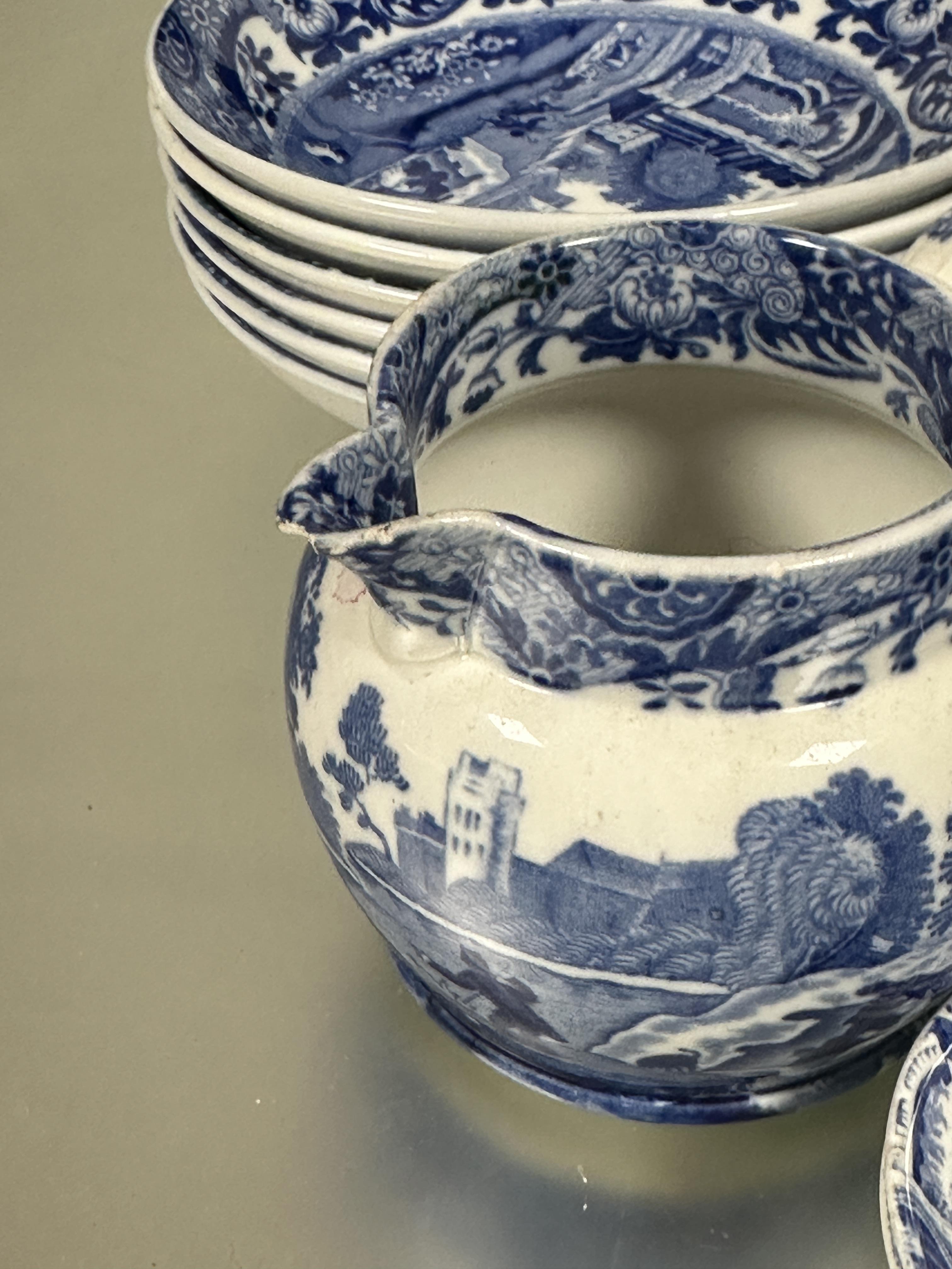 A collection of 1920s Spode blue and white Italian pattern ware to include eleven large tea cups D x - Image 2 of 8