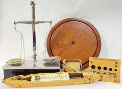 A mixed lot comprising  a set of W & T Avery scientific scales with associated weight (h- 38cm, w-