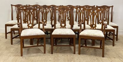 A set of fourteen (12 + 2) mahogany dining chairs in the Georgian style, late 20th century, with