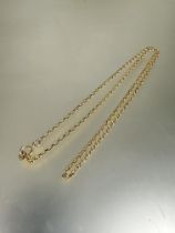 A 9ct gold belcher style chain link necklace with ring clasp fastening L x 30cm 6.88g