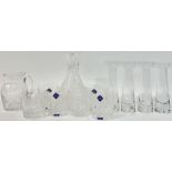 A mixed group of crystal comprising set of six Edinburgh Crystal drinking glasses engraved with