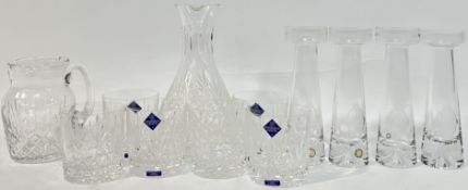 A mixed group of crystal comprising set of six Edinburgh Crystal drinking glasses engraved with