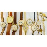 A group of vintage ladies' wristwatches including a 9ct gold cased Tudor with sub seconds dial (case