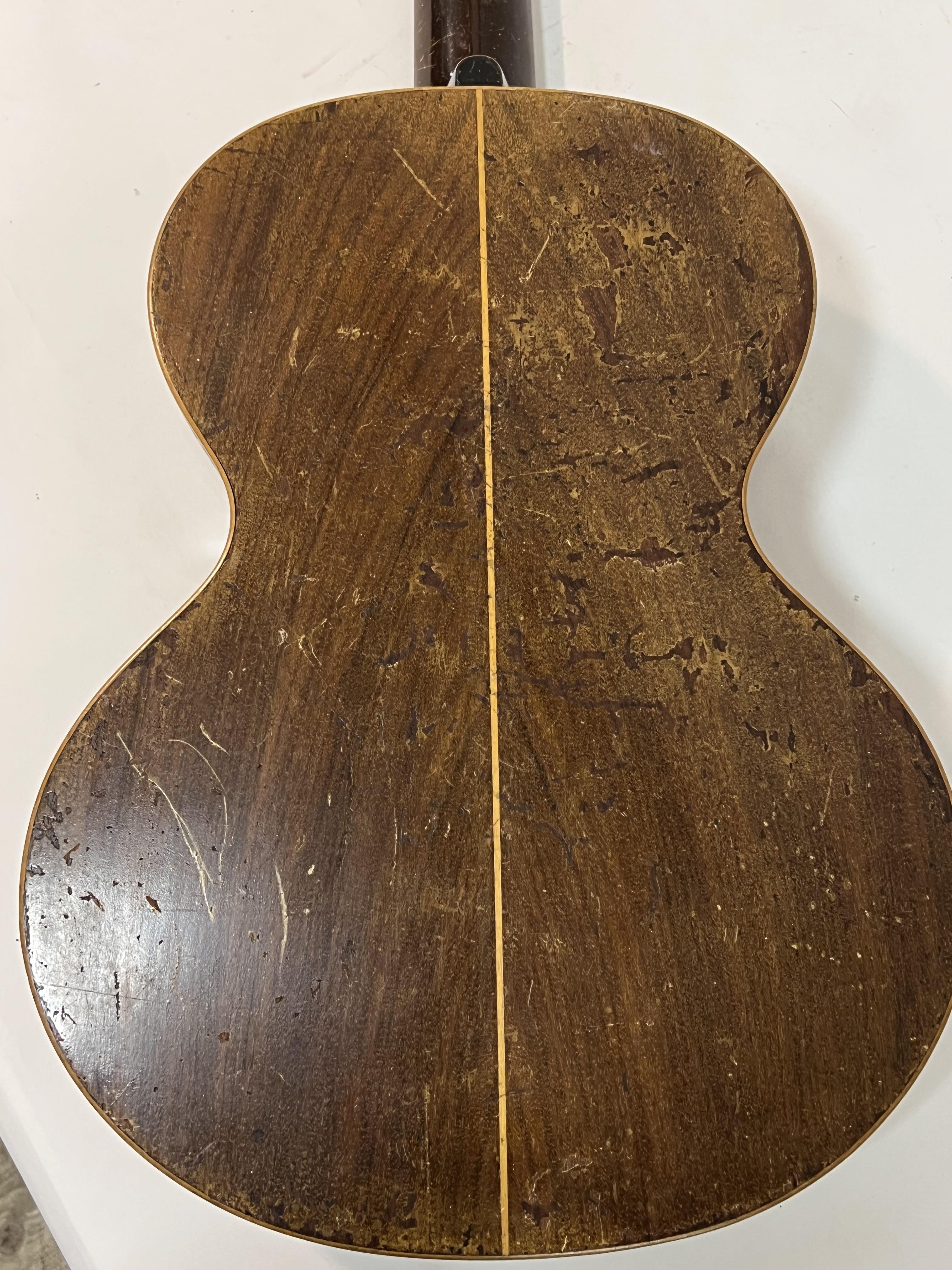A vintage spruce and rosewood acoustic guitar, the tailpiece marked Dreima, the sound hole with - Image 5 of 6