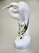 A Danish Royal Copenhagen heron standing figure in rushes no signs of chips damage or repairs