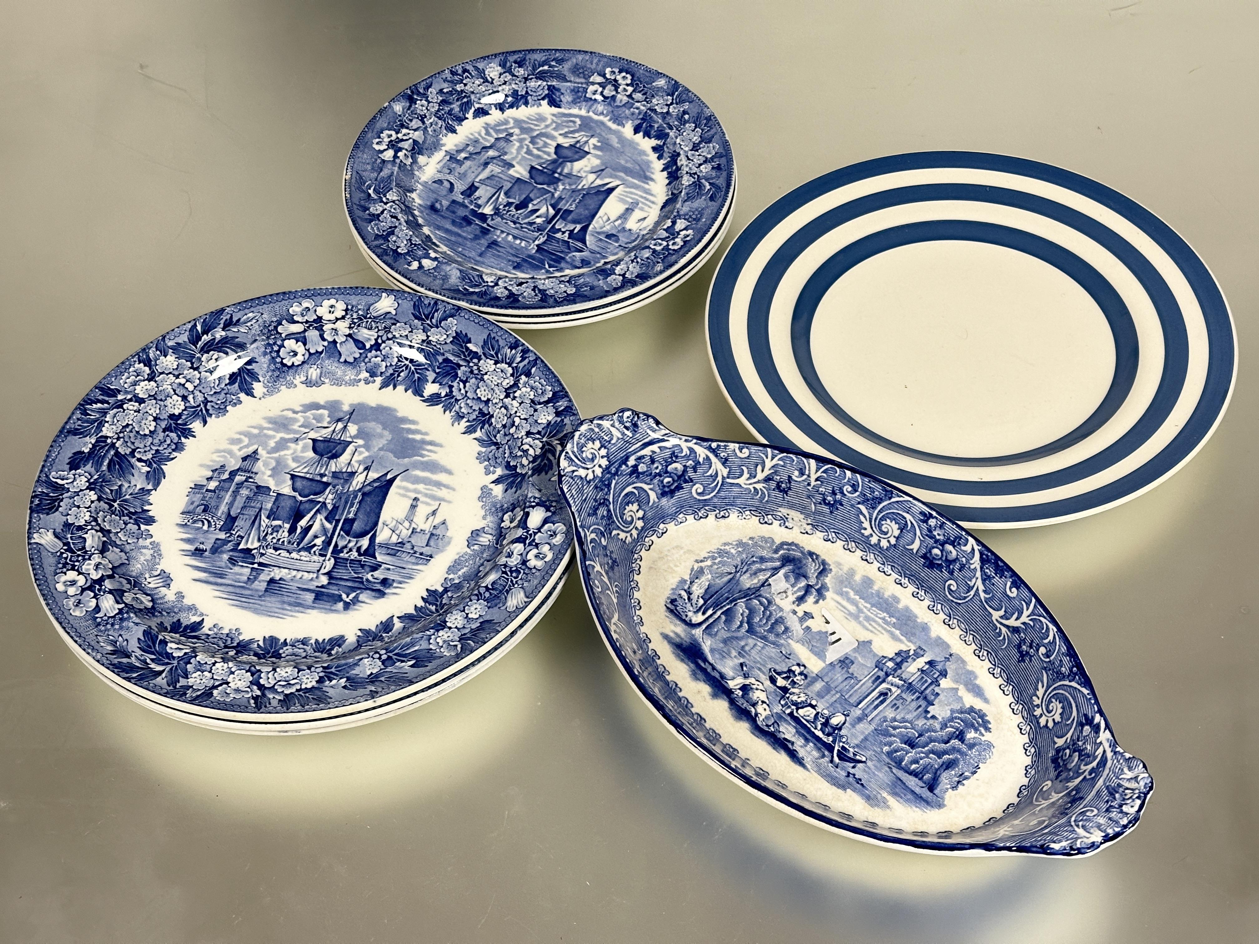 A collection of 1920s Spode blue and white Italian pattern ware to include eleven large tea cups D x - Image 8 of 8