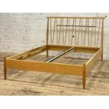 Ercol, a 'Shalstone' light oak contemporary bed frame, standard double, with spindle headboard and