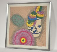 Nicky Sanderson (Scottish), "Paper Flowers", silkscreen print 1/15, signed, titled and dated '79
