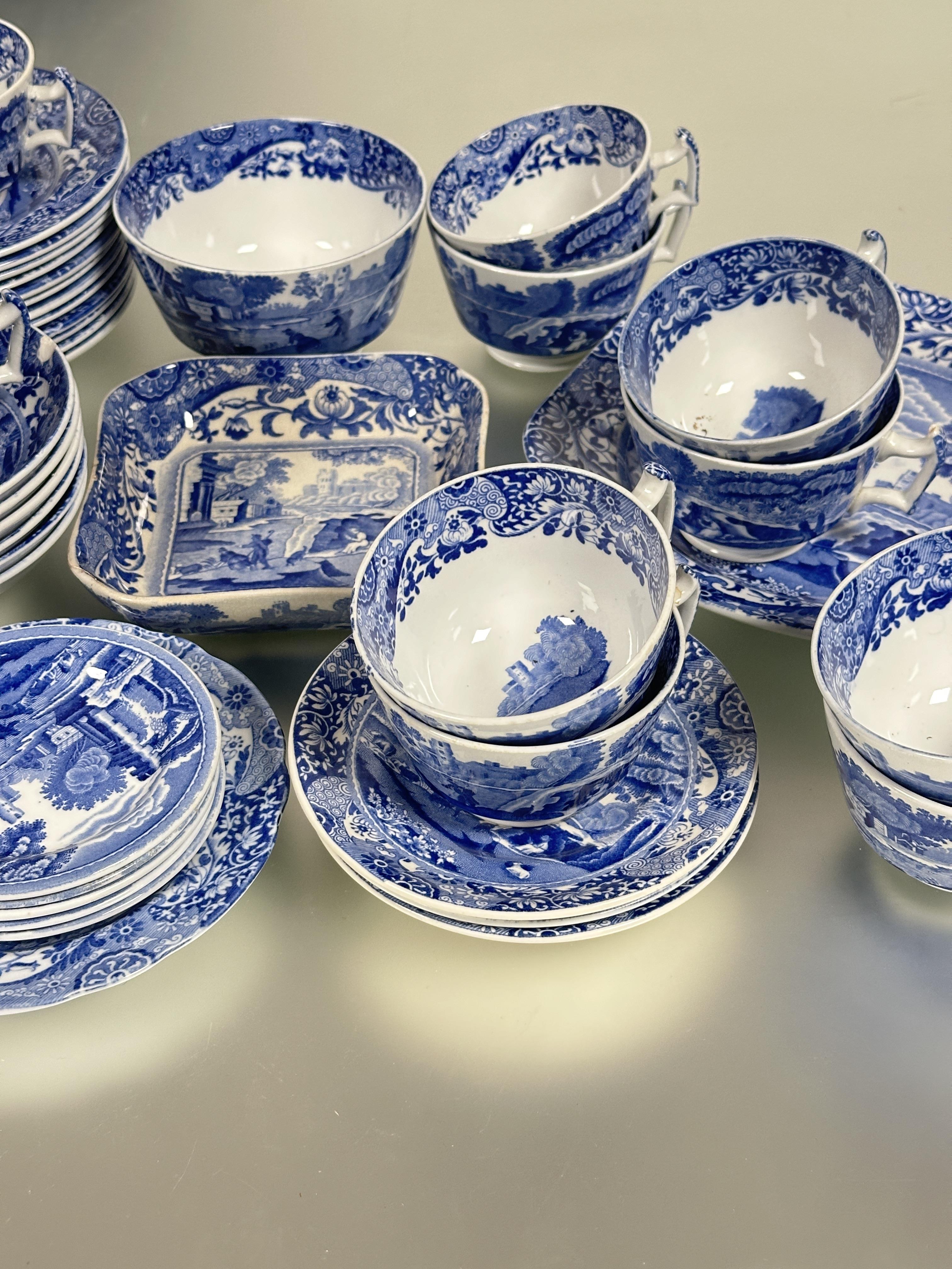 A collection of 1920s Spode blue and white Italian pattern ware to include eleven large tea cups D x - Image 4 of 8