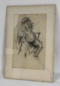 Property of the Late Countess Haig - Signed indistinctly, Nude study, charcoal on paper, signed