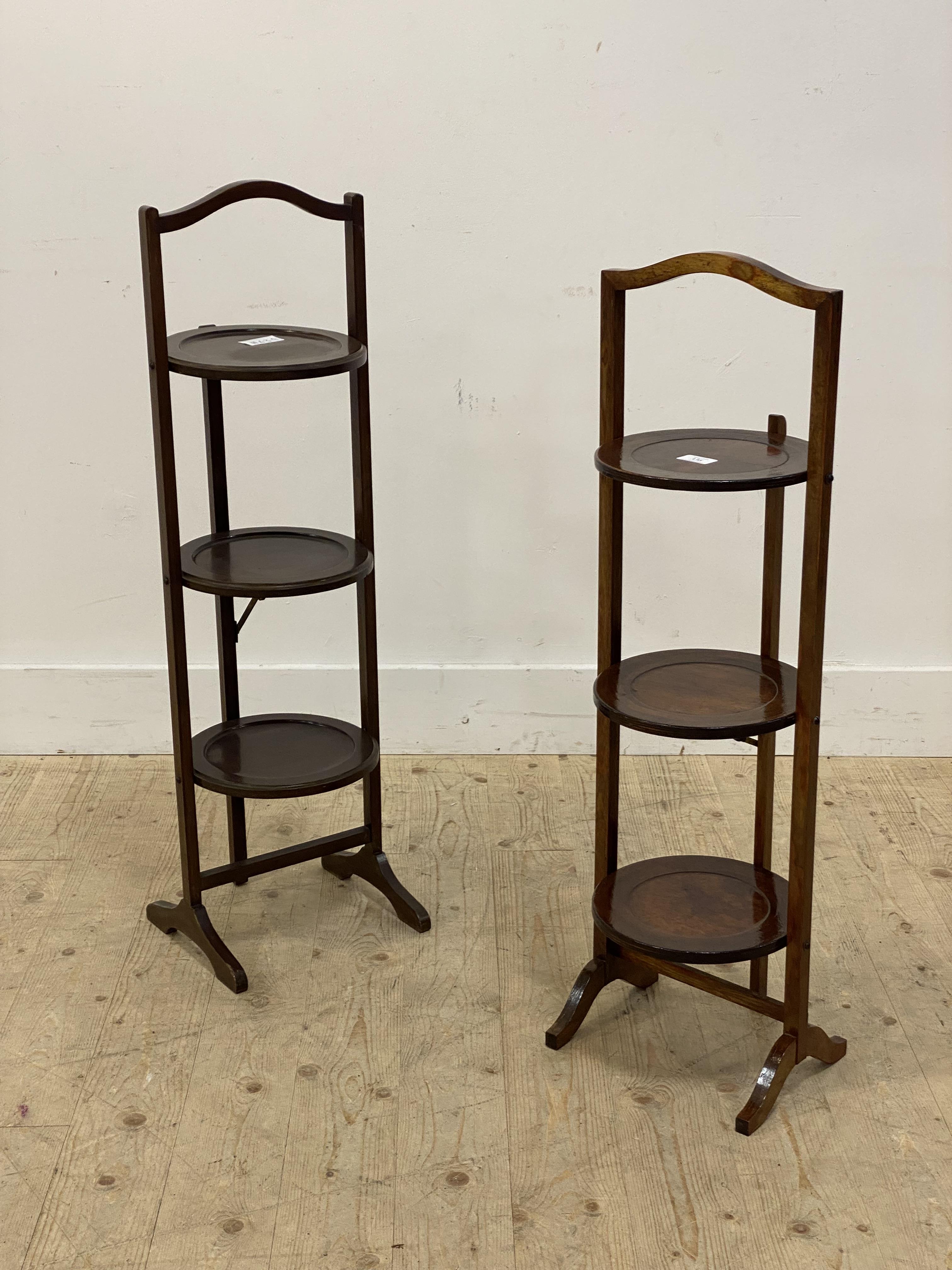 Two early 20th century three tier folding cake stands (2)