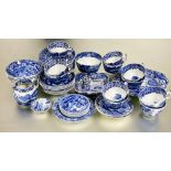 A collection of 1920s Spode blue and white Italian pattern ware to include eleven large tea cups D x