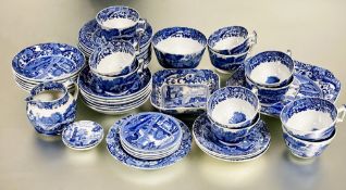 A collection of 1920s Spode blue and white Italian pattern ware to include eleven large tea cups D x