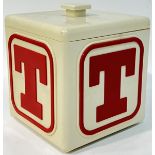 A twentieth century Tennant's plastic ice bucket of square form (h- 20cm, w- 18.5cm), together