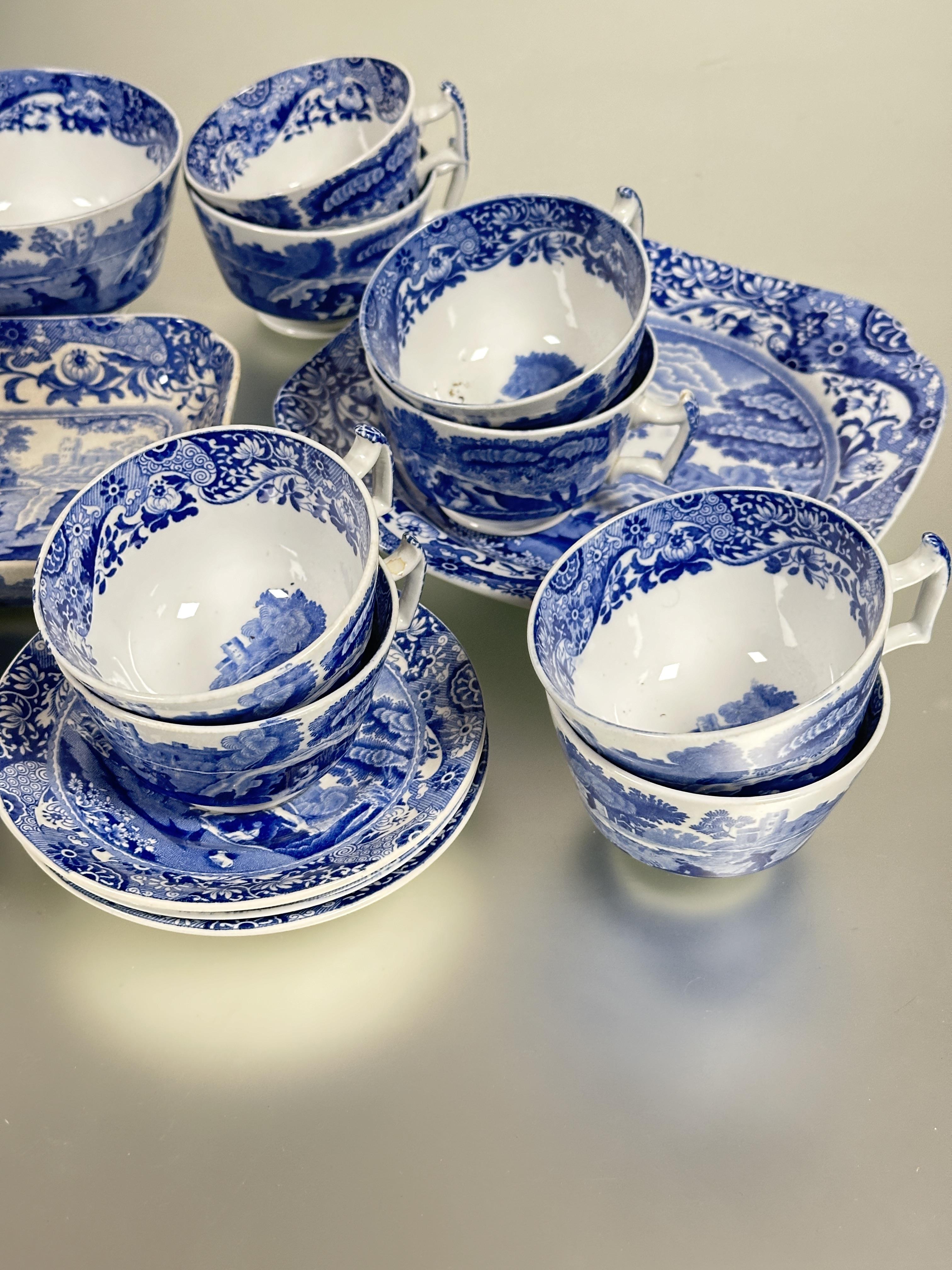 A collection of 1920s Spode blue and white Italian pattern ware to include eleven large tea cups D x - Image 5 of 8