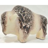 Kurt Tschorner for Ruscha Keramik, a West German fat lava glazed model of a bull (h- 22cm, w- 30cm)