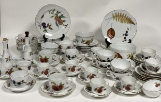 A Royal Worcester Porcelain Evesham and Wild Harvest pattern part dinner service, Evesham pattern