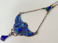Charles Horner, a hallmarked silver and enamel 'bug' pendant (Chester 1909)
