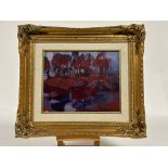 Jane Soeder (Scottish 1934-), "Dream Forest", oil on board, signed bottom left, gallery label verso,