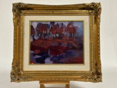 Jane Soeder (Scottish 1934-), "Dream Forest", oil on board, signed bottom left, gallery label verso,