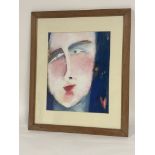 Unknown Artist, An abstract impression of a face profile of a woman, mixed media, unsigned, in a