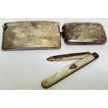 A Victorian Deakin and Francis Birmingham hallmarked silver card case with monogram to front (w- 8.