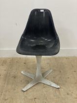 Arkana, a mid century 'Tulip' chair, moulded seat raised on a cast aluminium four point swivel base.