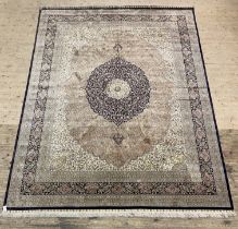 A fine / finely knotted Persian Tabriz design carpet, silk and cotton blend, the field profusely