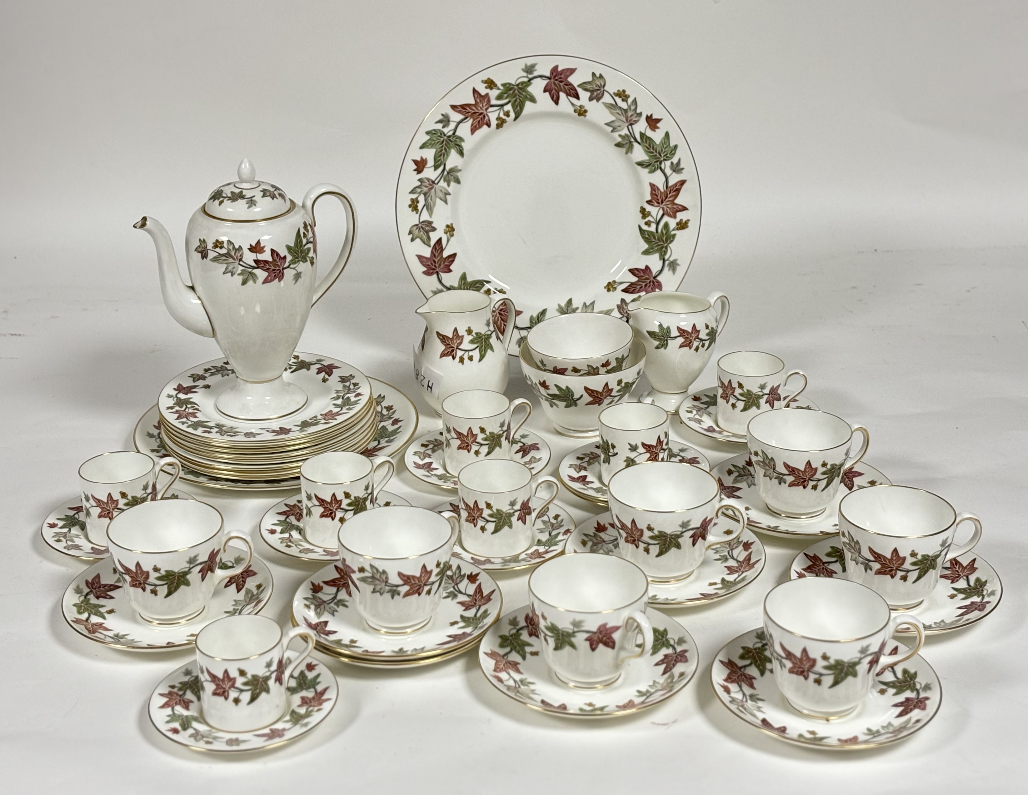 A Wedgewood China pattern part service comprising, seven coffee cans (h-8cm), eight coffee can