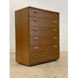 Schreiber, a mid century teak veneered chest fitted with five drawers. H93cm, W75cm, D44cm.