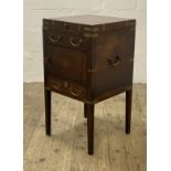 A George III mahogany and brass bound wash stand, the lid with brass cartouche engraved 'William