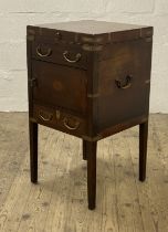 A George III mahogany and brass bound wash stand, the lid with brass cartouche engraved 'William