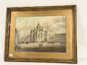 Thos G Flowers?,19thc Study of St Giles Cathedral, watercolour, signed bottom left, dated 1875, in a